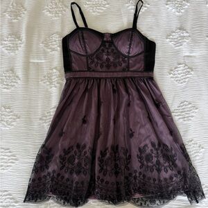 Y2K Bella Swan Black & Purple Lace Corset Dress